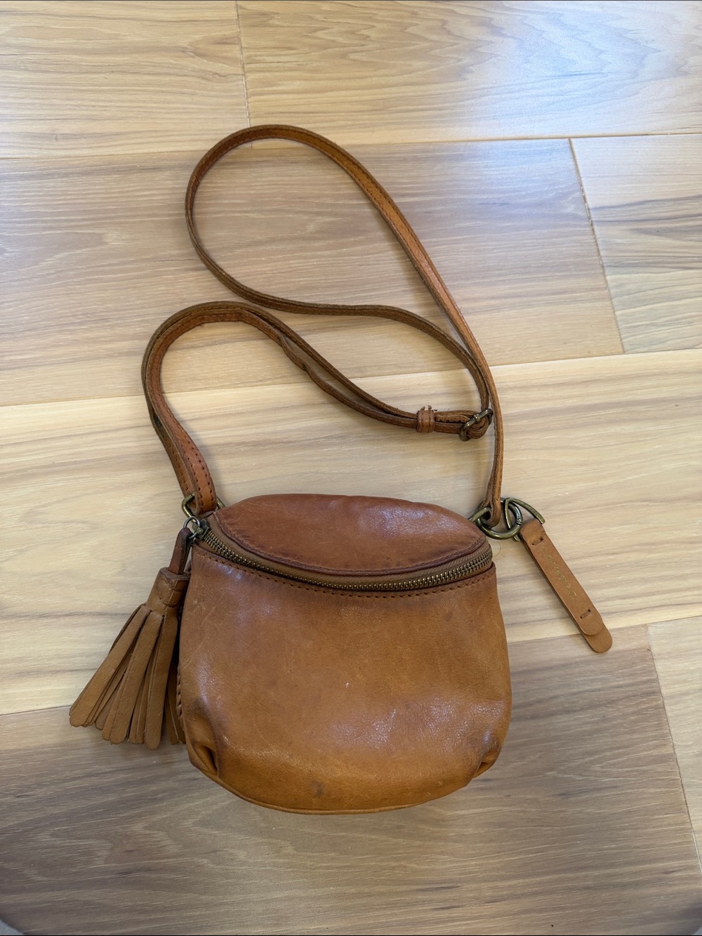 Lucky Brand Tan Leather Crossbody with Tassel